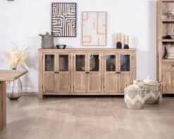 Enfilade Vitrée 6 Portes En Manguier Massif 190cm "Maestro"