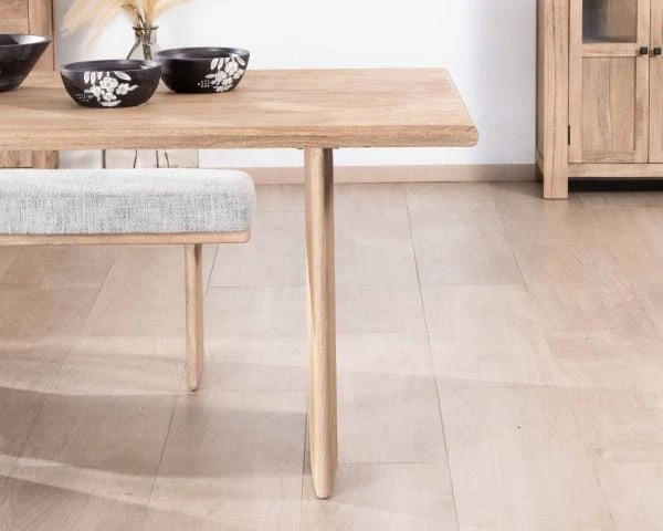 Table De Salle à Manger Rectangulaire 180cm En Manguier Sablé Pieds Latéraux Pleins "Maestro" – Image 3