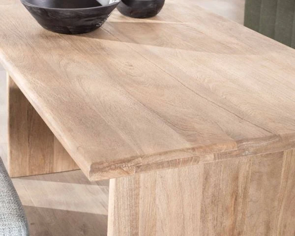 Table De Salle à Manger Rectangulaire 180cm En Manguier Sablé Pieds Latéraux Pleins "Maestro" – Image 7