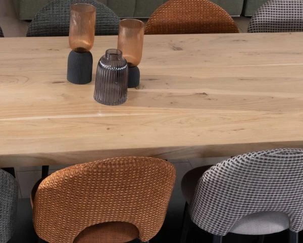 Grande Table De Repas 260 Cm Acacia Pieds Métal Noir Plissés "Audacio" – Image 7