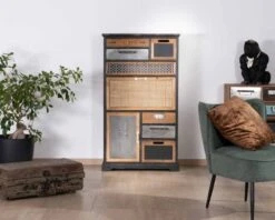 Buffet Déco à Tiroirs En Sapin Massif Et Façades Fantaisies "Mélimélo Indus"