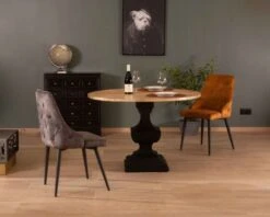 Table Ronde "Paloma" Bois Naturel Pied Noir Diam. 115cm