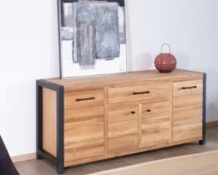 Grande Enfilade En Chêne Et Métal 4 Portes 1 Tiroir "Catane" Casita