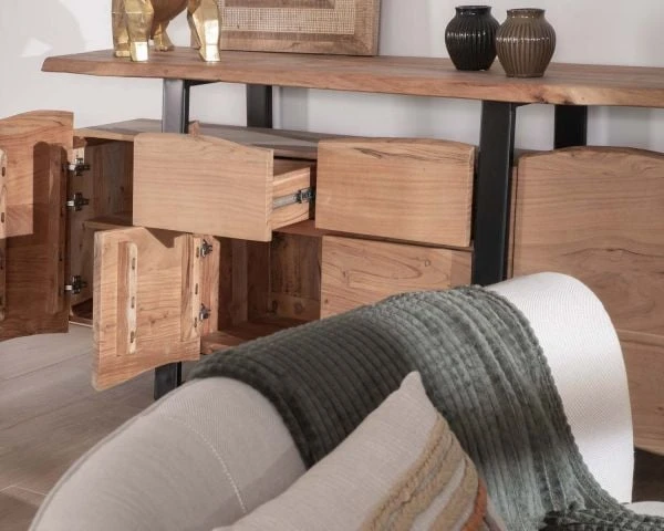 Bahut Avec Tiroirs En Bois Massif Naturel "Zen Black" – Image 5