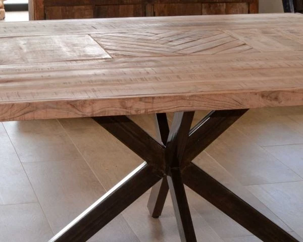 Table à Manger Carrée 150x150 Cm "Bronx" Bois Et Métal – Image 2