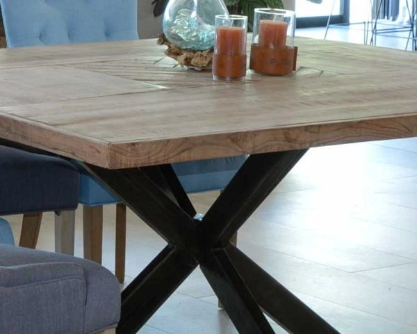 Table à Manger Carrée 150x150 Cm "Bronx" Bois Et Métal – Image 3