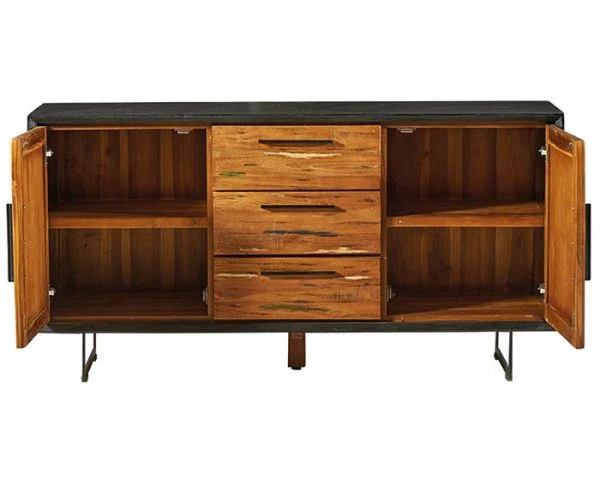 Buffet De Salle à Manger En Bois Recyclé Teck Et Métal 160 Cm "Ilowa" – Image 3