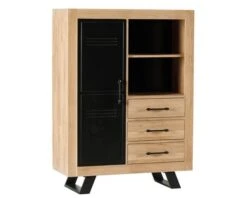 Meuble De Rangement Style Industriel Chêne Massif Bicolore "Davos"