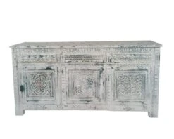 Buffet Indien 3 Portes 3 Tiroirs En Bois Blanchi "Vieille Porte"