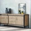 Buffet Industriel Multi Rangements Métal Gris Foncé Et Bois "Breeze"