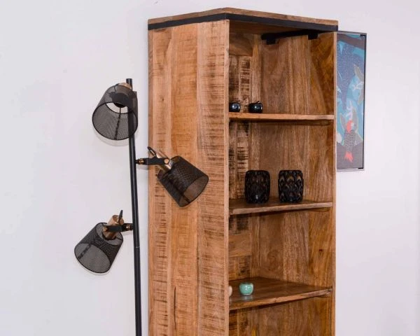 Etagère Bibliothèque Style Factory En Manguier Et Métal Brut "Mango" – Image 3