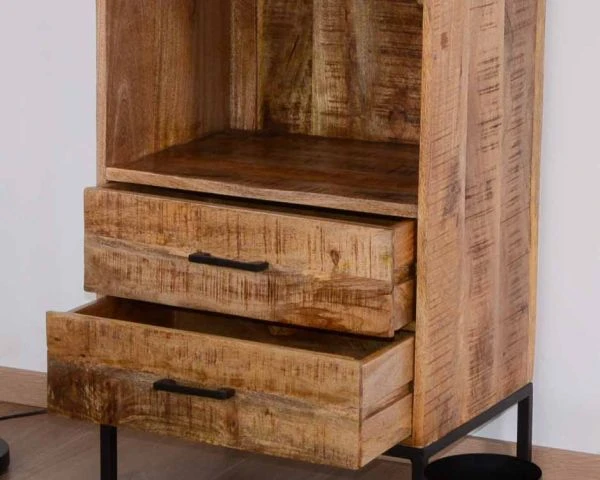 Etagère Bibliothèque Style Factory En Manguier Et Métal Brut "Mango" – Image 4