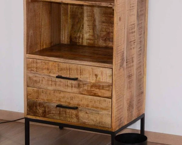 Etagère Bibliothèque Style Factory En Manguier Et Métal Brut "Mango" – Image 5