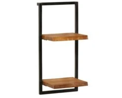 Etagère Murale 2 Tablettes En Teck Naturel Recyclé Et Métal "Ulva"