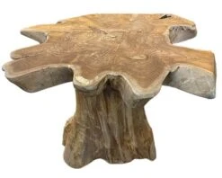 Table Basse En Racine De Teck Recyclé Avec Pied Central "Farmer"