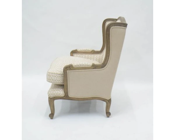 Bergère Lin Et Crème Style Classique Structure Bois Massif "Sofia" – Image 3