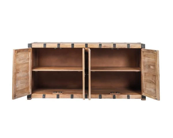 Buffet En Manguier Blanchi Et Métal Style Coffre Vintage "Voyage" – Image 6