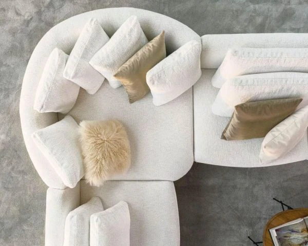 Grand Canapé Design Haute Couture Tissu Blanc Bouclé "Huddle" – Image 5