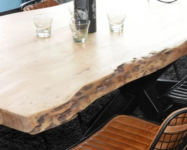 Grande Table De Repas Haut De Gamme Plateau Bois épais Pieds Métal "3D" – Image 3