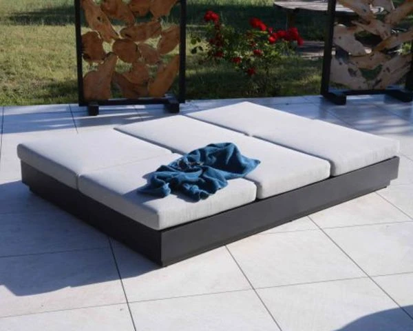 Transat De Jardin 2 Places Tissu Gris Et Alu Anthracite "Lisboa" – Image 7
