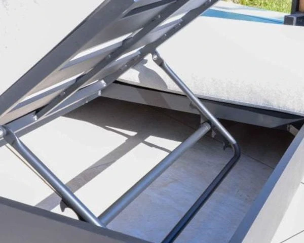 Transat De Jardin 2 Places Tissu Gris Et Alu Anthracite "Lisboa" – Image 4