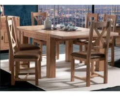 Table De Repas Carrée En Chêne Massif Huilé "Lodge Casita" 140x140 Cm