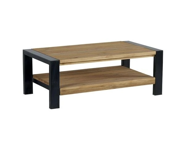 Table Basse Métal Et Pin Massif Brossé "Lugano"