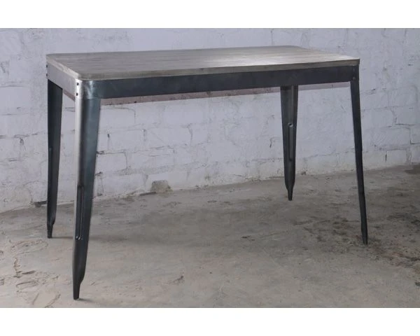 Table Haute Factory 150x80cm Métal Et Bois Massif "Snack Indus" – Image 4