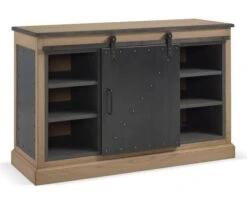 Meuble D’appui Métal Brossé Et Chêne Style Industriel "San Francisco"