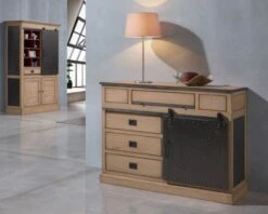 Meuble D’entrée Style Factory Bois Massif Métal "San Francisco"