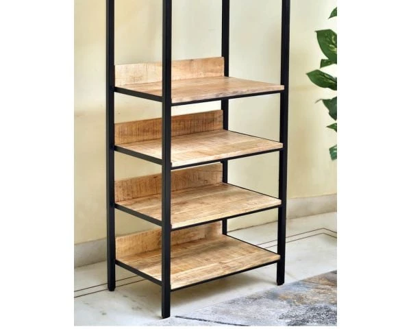 Grande étagère Industrielle En Bois Massif Et Métal Noir "Atelier" – Image 5