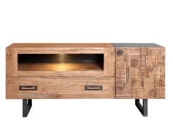 Meuble TV 145 Cm En Métal Et Acacia Massif "Queens"