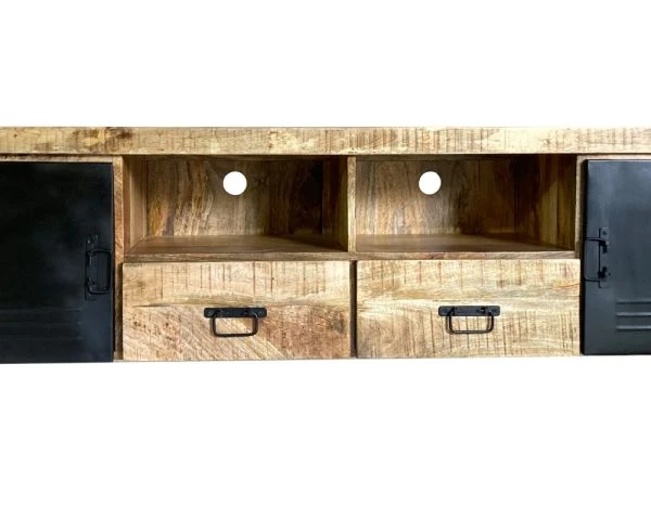 Meuble TV En Bois Exotique Et Métal Style Industriel "Andy" – Image 7