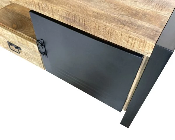 Meuble TV En Bois Exotique Et Métal Style Industriel "Andy" – Image 8