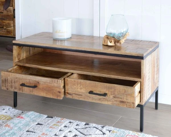 Petit Meuble Télé Style Factory En Bois Avec Piétement Aérien "Mango" – Image 2