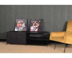 Meuble Télé Métal Noir 160 Cm "Atelier"