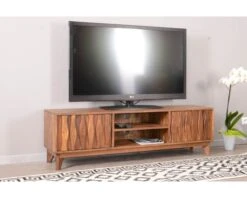 Meuble Tv En Bois Massif Style Vintage "Madras" 145 Cm