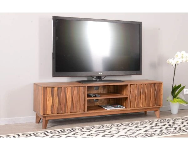 Meuble Tv En Bois Massif Style Vintage "Madras" 145 Cm