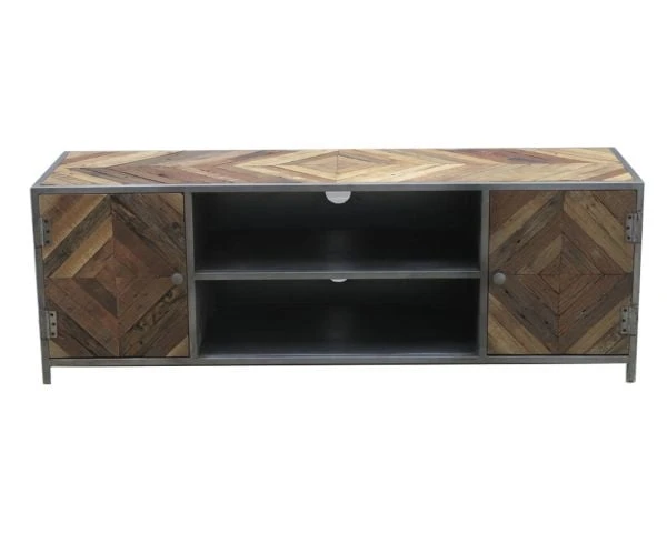Grand Meuble Télé Industriel Métal Bois Recyclé 160cm "Wood" – Image 5