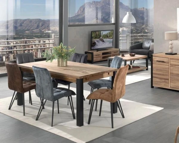 Buffet Industriel 3 Portes 2 Tiroirs Métal Et Bois "Catane" Casita – Image 2