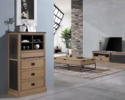 Meuble Multifonctions En Chêne Avec Bureau Et Tiroirs "San Francisco"