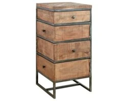 Chiffonnier En Acacia Massif Et Métal Brut "Bronx"