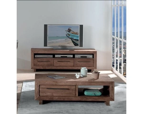 Table Basse En Teck Massif Recyclé Et Métal "Oregon" Casita