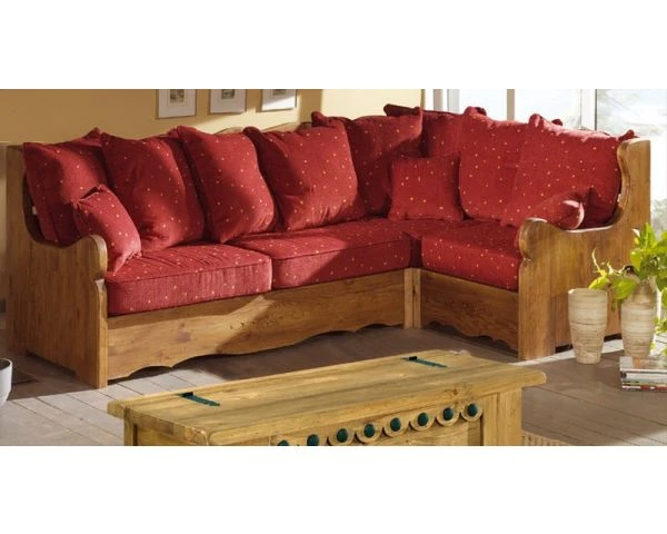 Grand Salon D'angle Style Montagnard En Pin Et Tissu Au Choix "Alaska" – Image 4