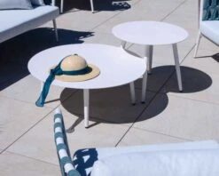 Ensemble De 2 Tables Basses Rondes En Aluminium Blanc "Saumur"