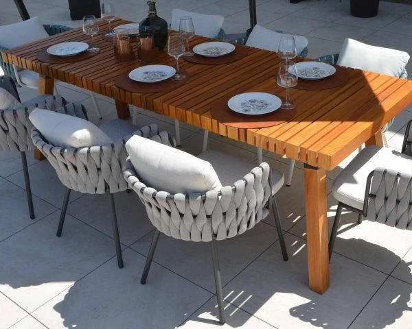 Lot De 2 Chaises Extérieures Design Alu, Corde Et Tissu "Chinon" – Image 9