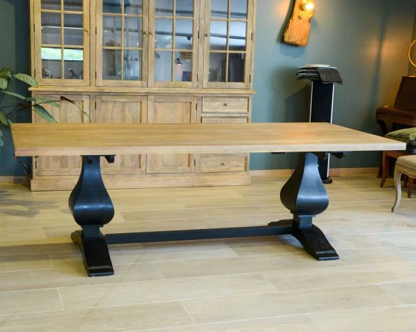 Grande Table De Repas 8/10 Places Style Chic Noire Et Bois "Legacy" – Image 2