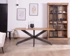 Table De Repas Extensible 180-260cm Pied étoile Bois Métal "Caractère"