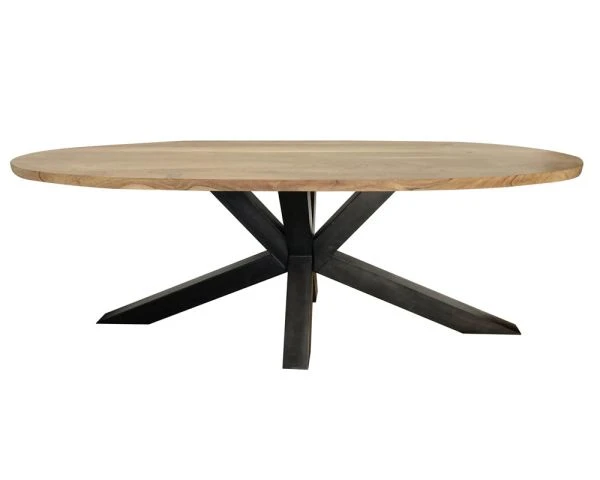 Table De Salle à Manger Ovale En Acacia Et Métal 220 Cm "3D" – Image 3