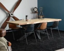 Table à Manger Haut De Gamme Plateau Bois épais Pieds Métal "3D" 240cm
